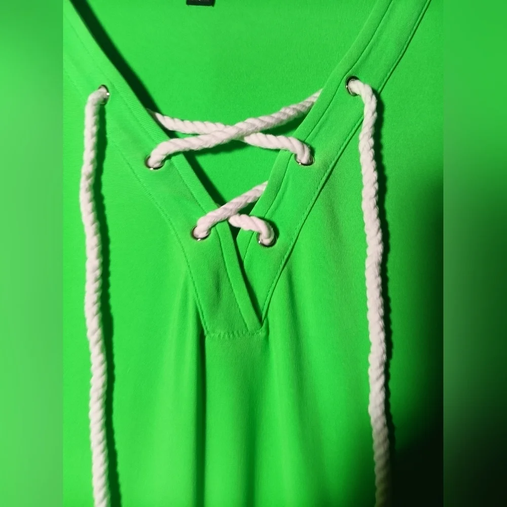 Slimfactor Vibrant Green Lace-Up Top